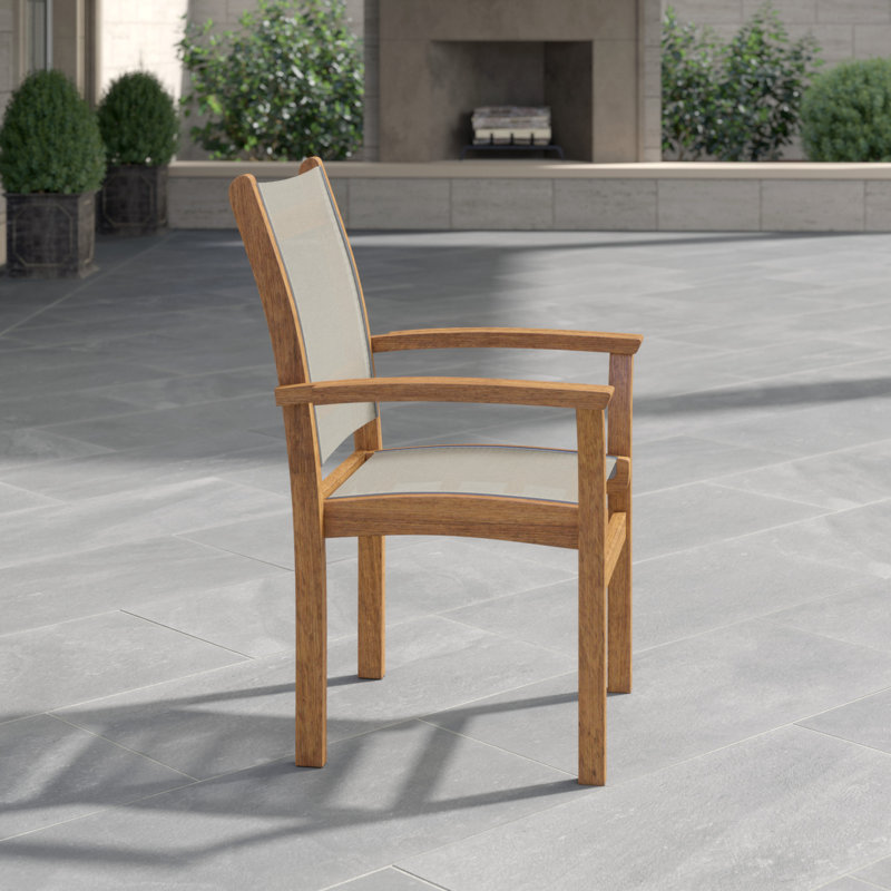 St. Tropez Stacking Teak Patio Dining Chair, Slate
