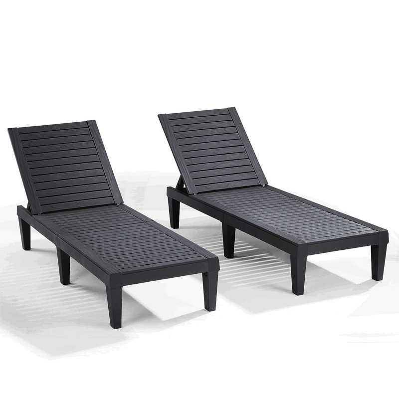 Nestl Black Adjustable Polyresin Outdoor Chaise Lounge Set