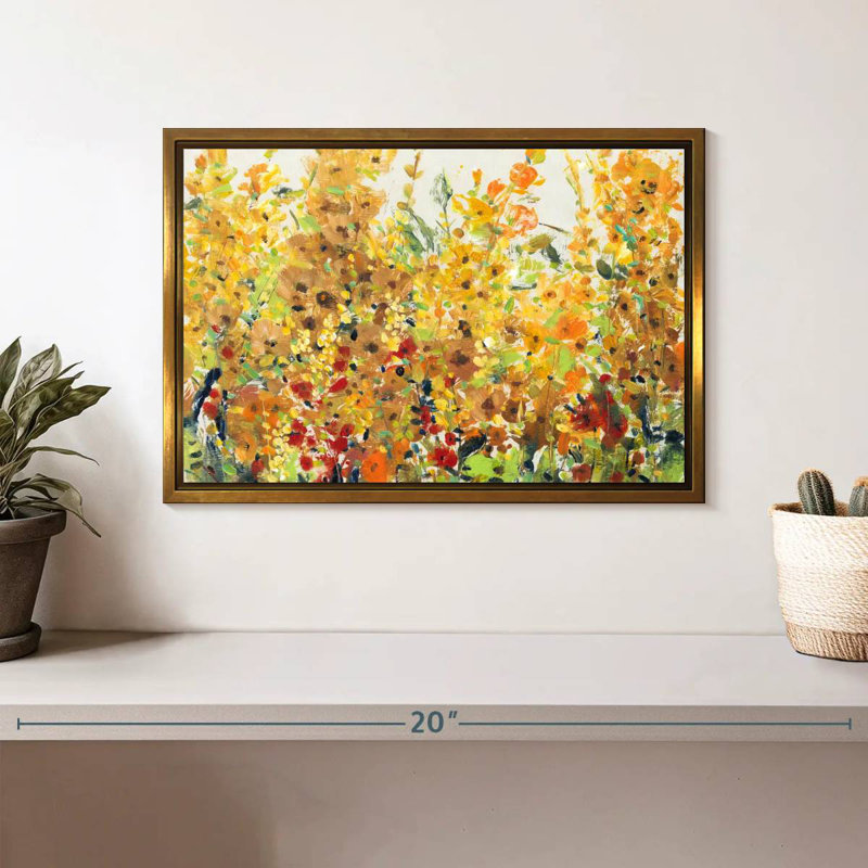 Golden Summer Garden I, Cadre flottant doré, 13 po x 9 po