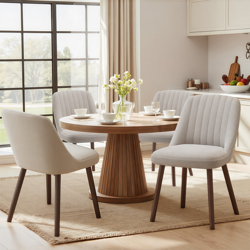 47cm H Fabric Upholstered Upholstered Back Side Chair in Camel, Camel