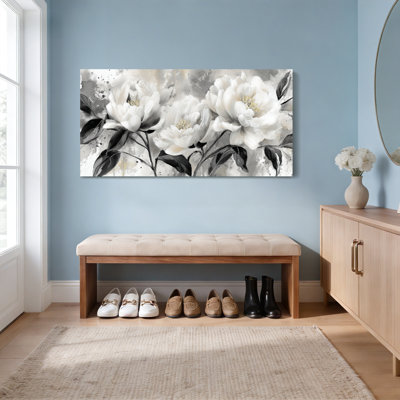 Pivoine blanche, aquarelle sur toile, ensemble de 1 reproduction d'art sur toile tendue