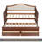 Twin Daybed With Trundle, Twin Size Daybed With 2 Storage Drawers, Wooden Sofa Bed With Upholstered Button Tufted Backrest For Living Room, Bedroom, Guest Room,Walnut-249737745