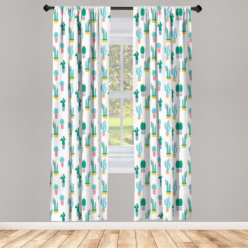 Cactus Semi-Sheer Rod Pocket Curtain Panels, 28" x 84"