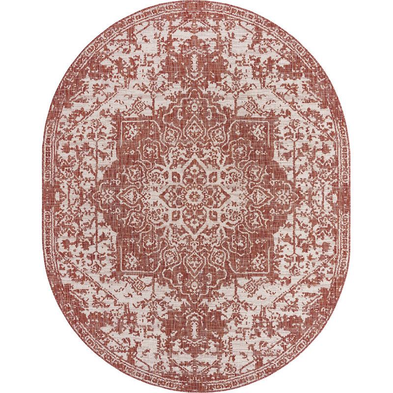 Outdoor Destiny Area Rug Bronzed Color, Oval 7'10" x 10'