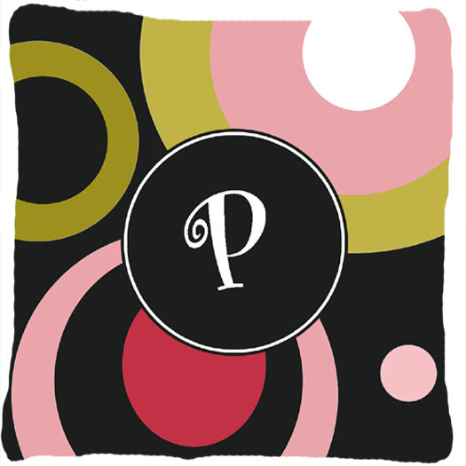 Monogramme rétro en noir intérieur/extérieur Throw Pillow, P