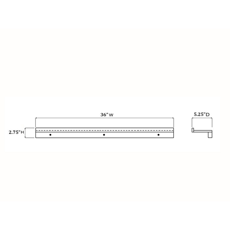 Delano 36In Shelf, 2.8" H x 36" W x 5.3" D