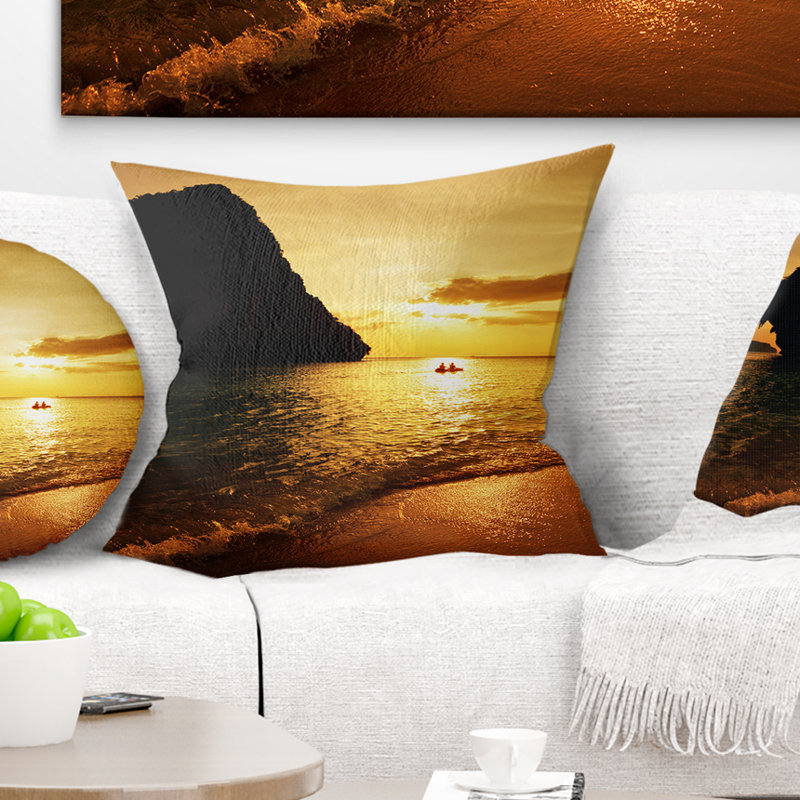 Coussin imprimé Amazing Evening Tropical Beach - Sea & Shore, 16 po x 1 po, Coussin décoratif