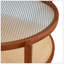Table basse moderne en bois massif à double couche, plateau de table en verre artisanal, matériau de la deuxième couche: rotin PE, structure en bois massif. 34,64 po x 34,64 po x 17,7 po