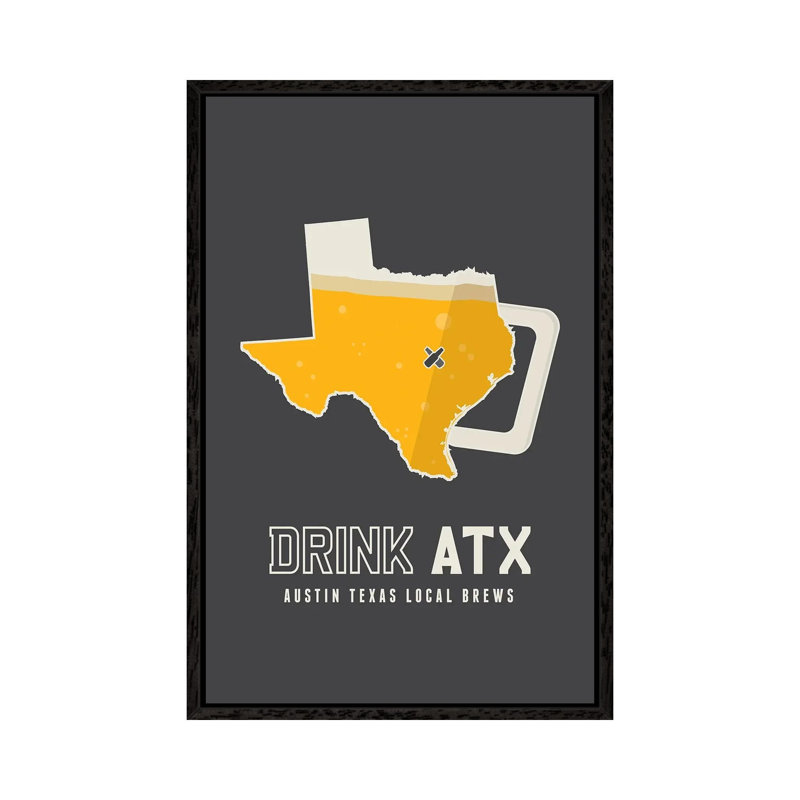Drink ATX, Austin Beer by Benton Park Prints - Single Picture Frame Rectangle Print on Canvas, 101.6 cm H x 66.04 cm W
