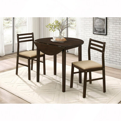 Natural And Tan 3-Piece Dining Set With Drop Leaf