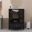 Meuble-lavabo 24 po avec lavabo et tiroirs, plateau en céramique et tablettes de rangement-116117488