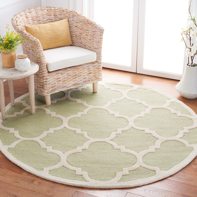 Cannen Hand Tufted Wool Geometric Rug, Round 6'