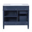 Meuble-lavabo 36 po avec lavabo et miroir, style rectangulaire bleu, 4 tiroirs, portes à fermeture douce, armoire de toilette simple pré-percée, couleur, portes pour articles de toilette-121112526