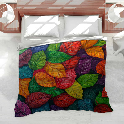 Housse de couette à motif floral et feuilles colorées Parisian