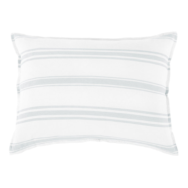 Jackson 100% Linen Buttons Sham, White/Ocean, Standard