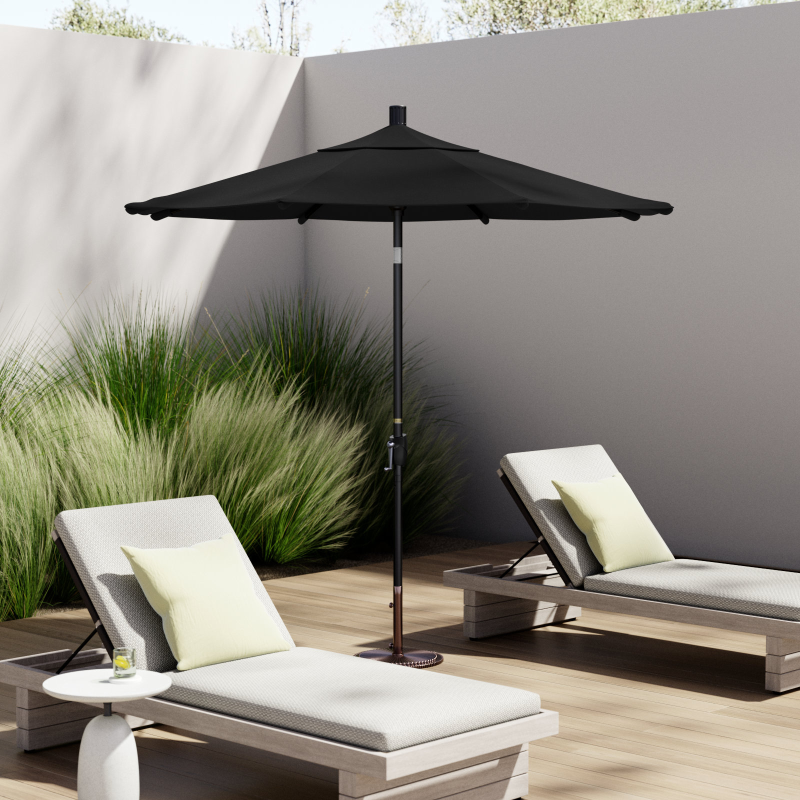 90'' Outdoor Umbrella, Black Performance, Olefin, Black