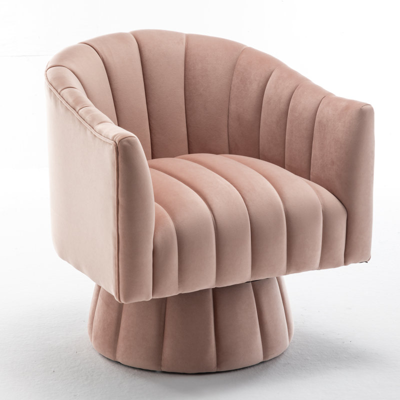 Murrow Upholstered Swivel Barrel Chair, Pink Velvet