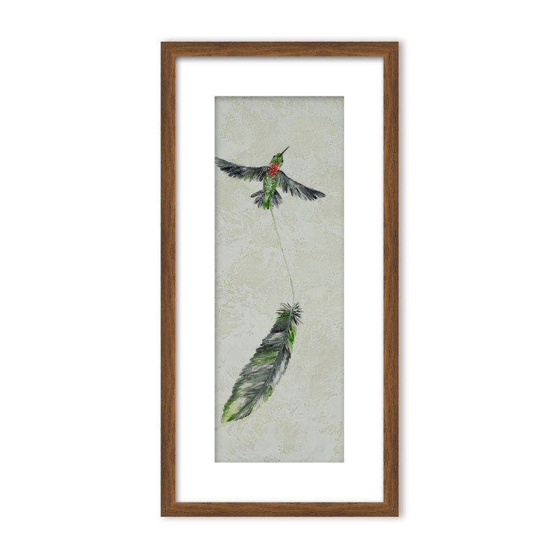 Nature Inspired "Vivid Flutter" Canvas Wall Art By , 24" H x 12" W, Framed Matted Print, Beige