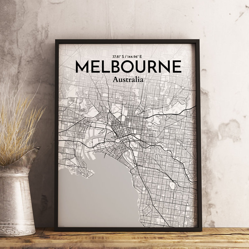 Melbourne City Map - No Frame Print, 50.8cm H x 40.6cm W x 0.1cm D