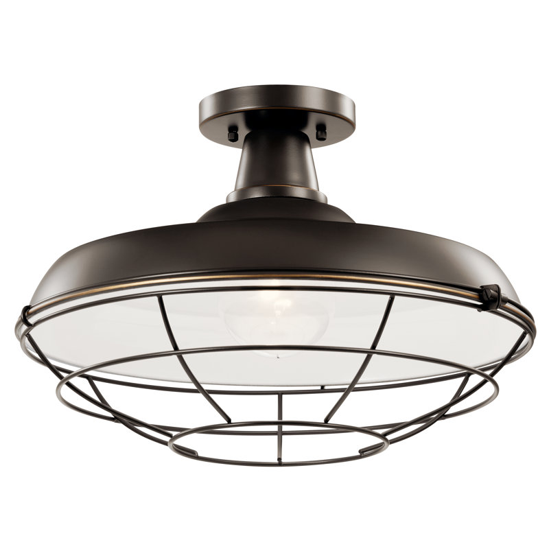 Luminaire suspendu d'extérieur Helmtrud / semi-encastré 1Lt, H 47 po x l 16,5 po x P 16,5 po, Bronze vieilli