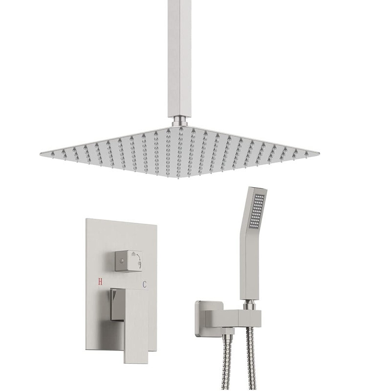 Système de douche complet avec valve brute, Nickel brossé
