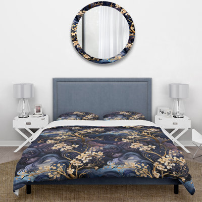 Subdued Moonlight Moody Patterns I - Ensemble de housse de couette à motif floral