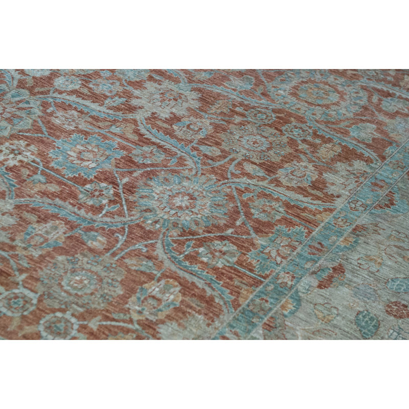 Hand-Knotted High-Quality Rust and Beige Area Rug