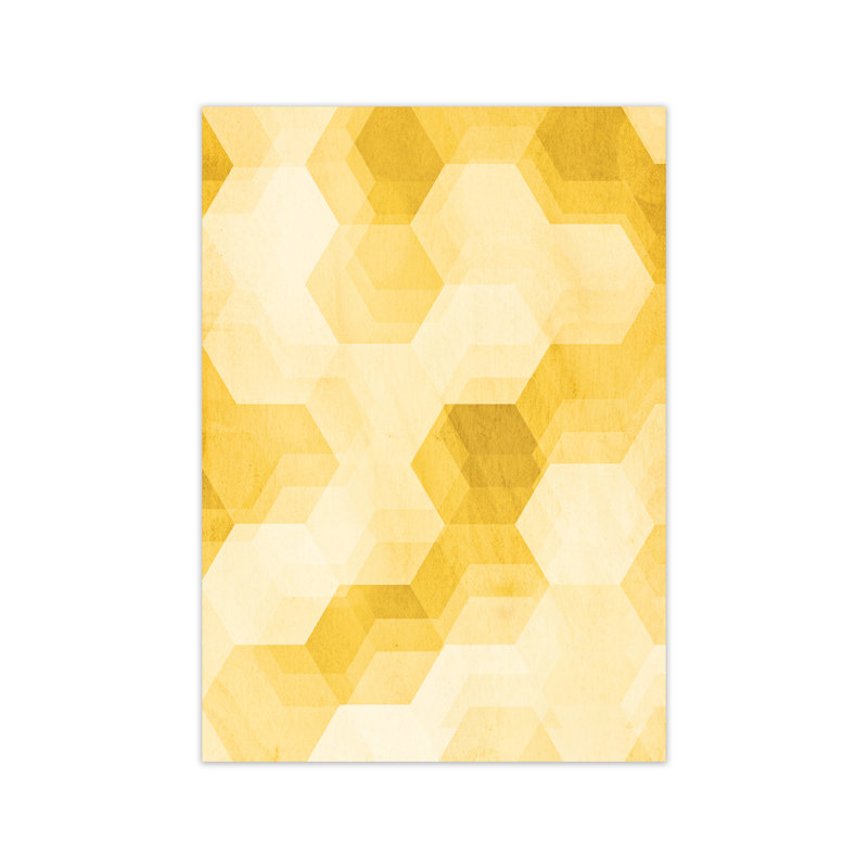 Yellow Hexagon Abstract A - Print, No Frame, 42cm H x 30cm W x 1cm D