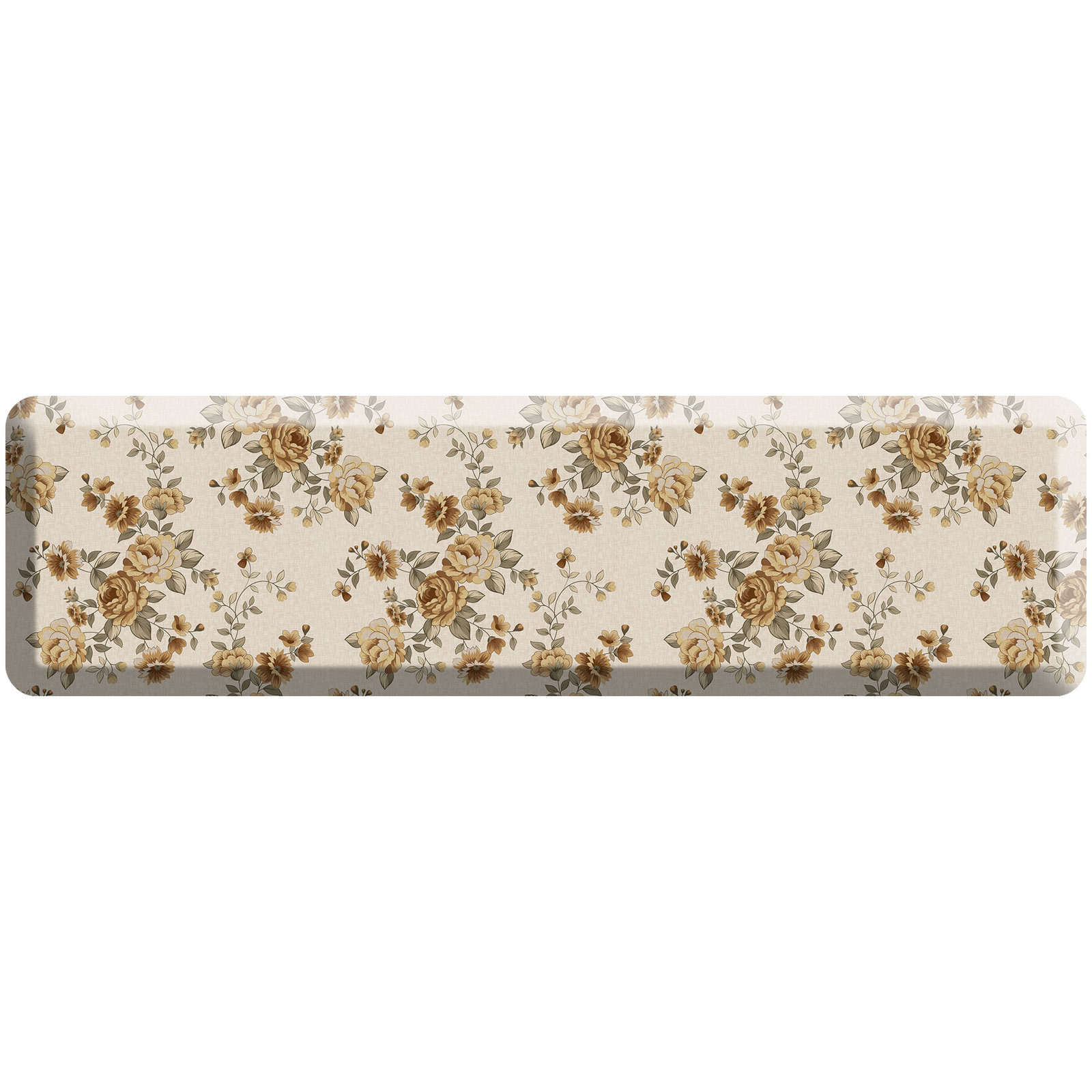 English Rose Garden Kitchen Comfort Mat, Linen, Runner 20" x 72"