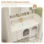 Meuble-lavabo mural moderne en bois d'hévéa couleur crème avec lavabo en céramique intégré et armoire à miroir intelligent-1162053331