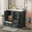 Meuble-lavabo traditionnel 36 po avec lavabo en céramique, armoire de salle de bain noire avec deux portes à fermeture douce et quatre tiroirs