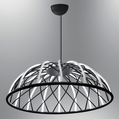 Lustre noir moderne, structure en métal avec capuchon en acrylique, 29,9 po de diamètre x 47,2 po de hauteur | 1 x DEL 70 W, 3 000 K, 7 000 lumens | Éclairage élégant pour le salon, la salle à manger ou l'entrée - Élégant et écoénergétique