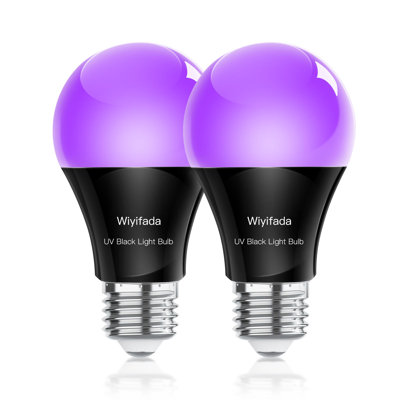 Wiyifada LED Black Light Bulbs 2 Pack, Dimmable A19 9W,UVA Level 385-400nm