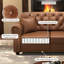 Canapé Chesterfield avec capitonnage à boutons Mid-Century 63 po avec garniture cloutée-627451142