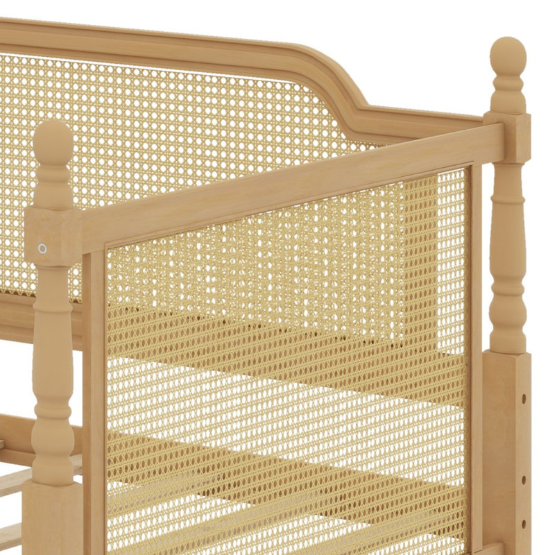 Traditional Rattan Daybed with Storage Drawers, Antique Walnut