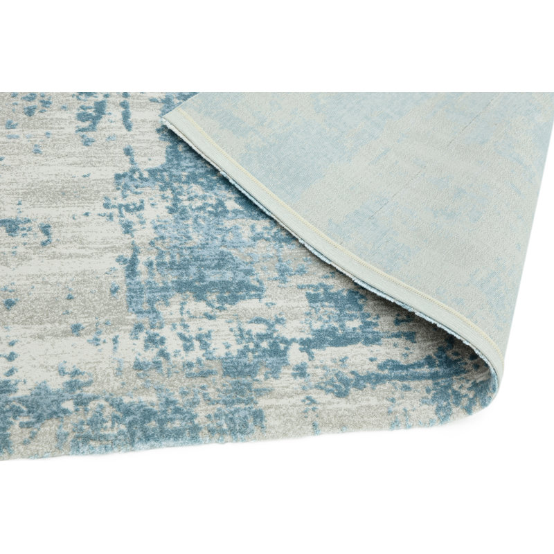 Flippen Soft Shiny Blue Area Rug, Rectangle 120 x 180cm