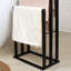 Froppi Bamboo Free Standing Towel Rack Black Wooden Towel Holder with 3 Silver Bars L42 W24 H81.5 cm