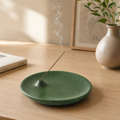 Handmade Speckled Ceramic Incense Holder for Sticks, Oval Matte Incense Burner with Ash Catcher, Home Decor Gift for Yoga Meditation Aromatherapy