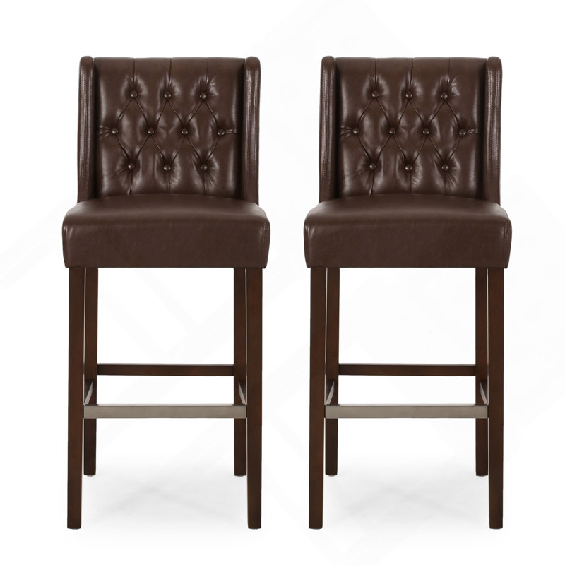 Tabouret de bar d'une hauteur de 30,5 pouces, revêtement en polyuréthane avec dossier et repose-pieds en métal, tabouret de comptoir