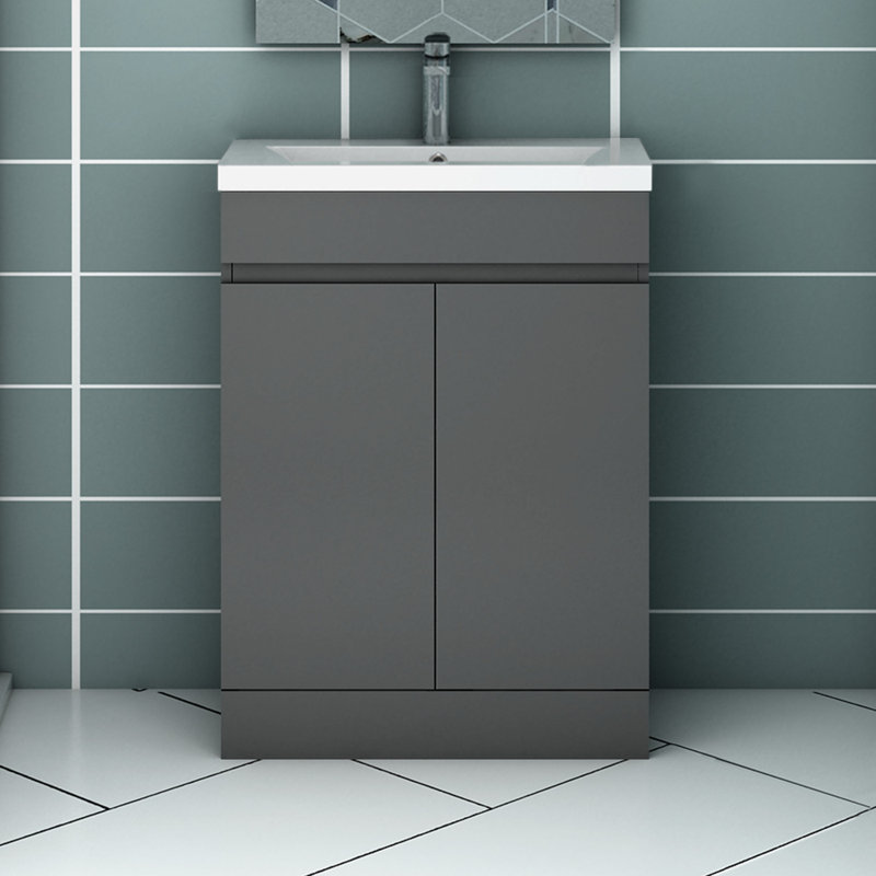 Novisha 500mm Single Bathroom Vanity with Drop In Ceramic Basin, Grey