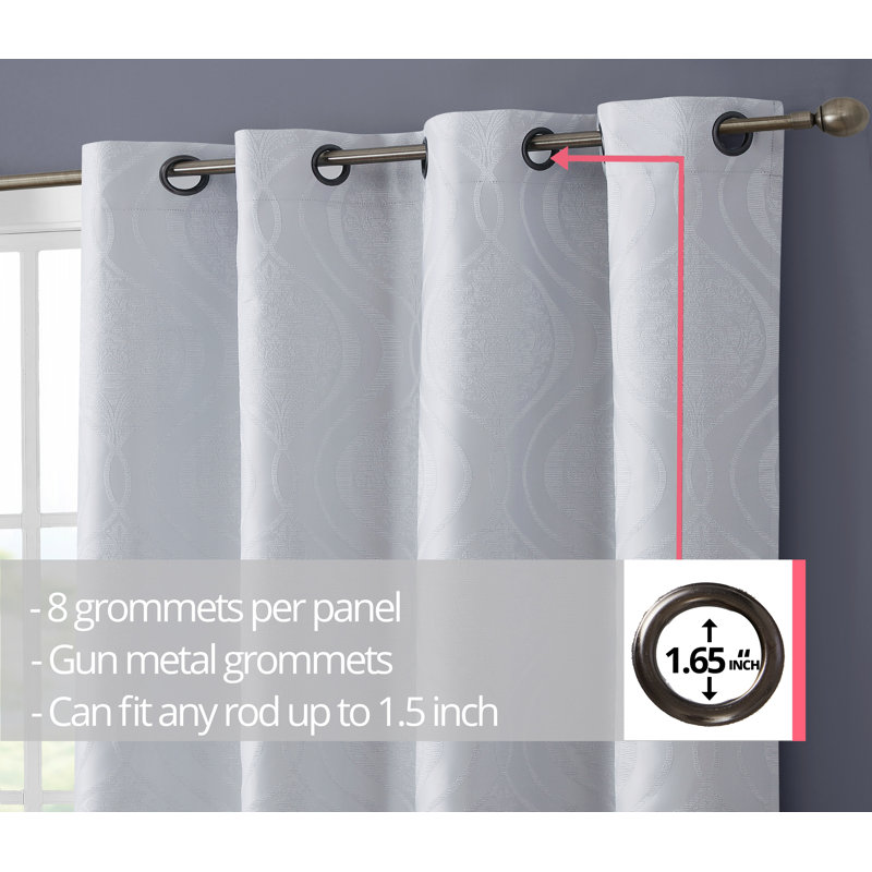 Guildford Curtain Pair, 52" W x 63" L, White
