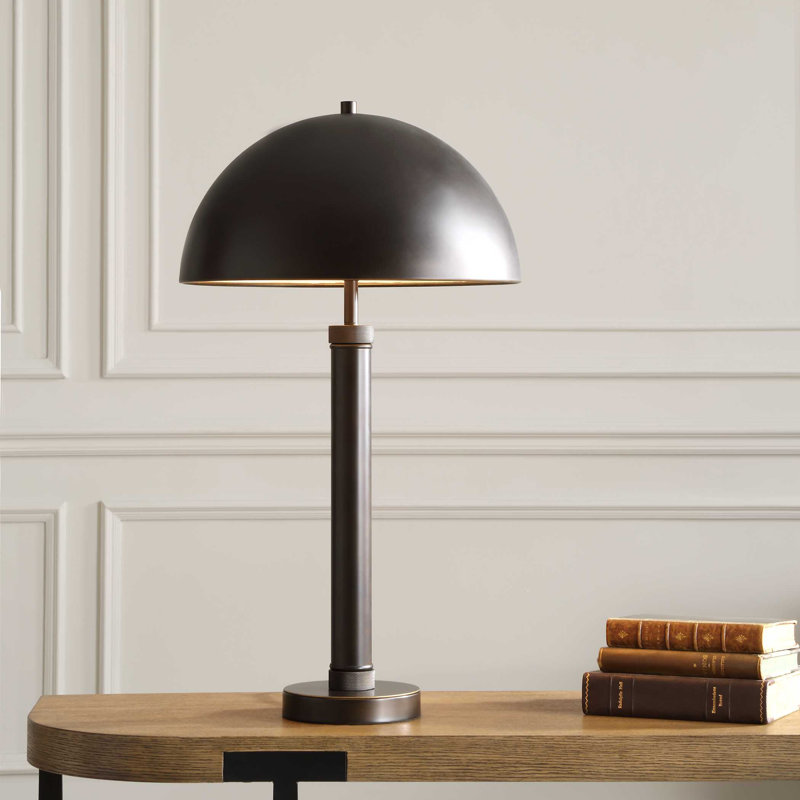Diamond Knurled All-Metal Dome Table Lamp, Brown