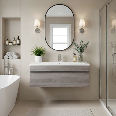 Trough 42" Wall Mounted Single Bathroom Vanity Set