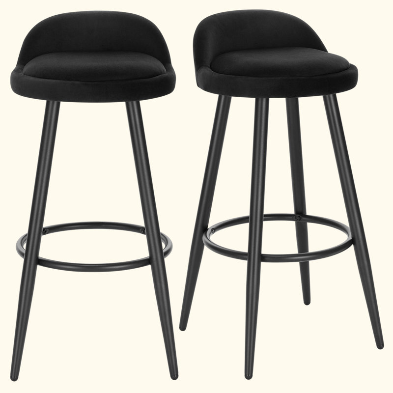Aaser Upholstered Counter Stool with Metal Frame, Black