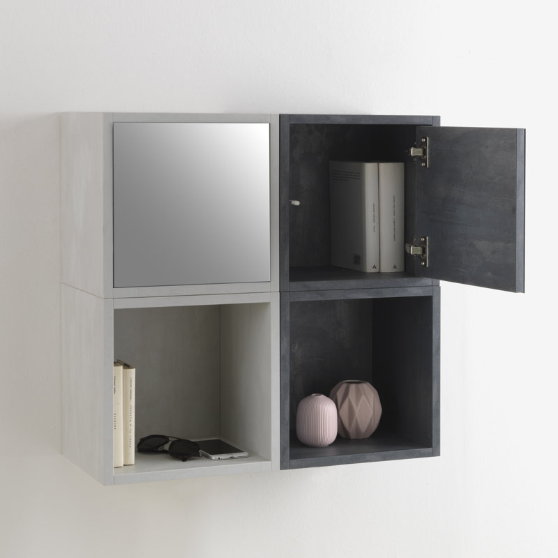 Bernice Square Cube Shelf with Adjustable Shelves, Light Grey