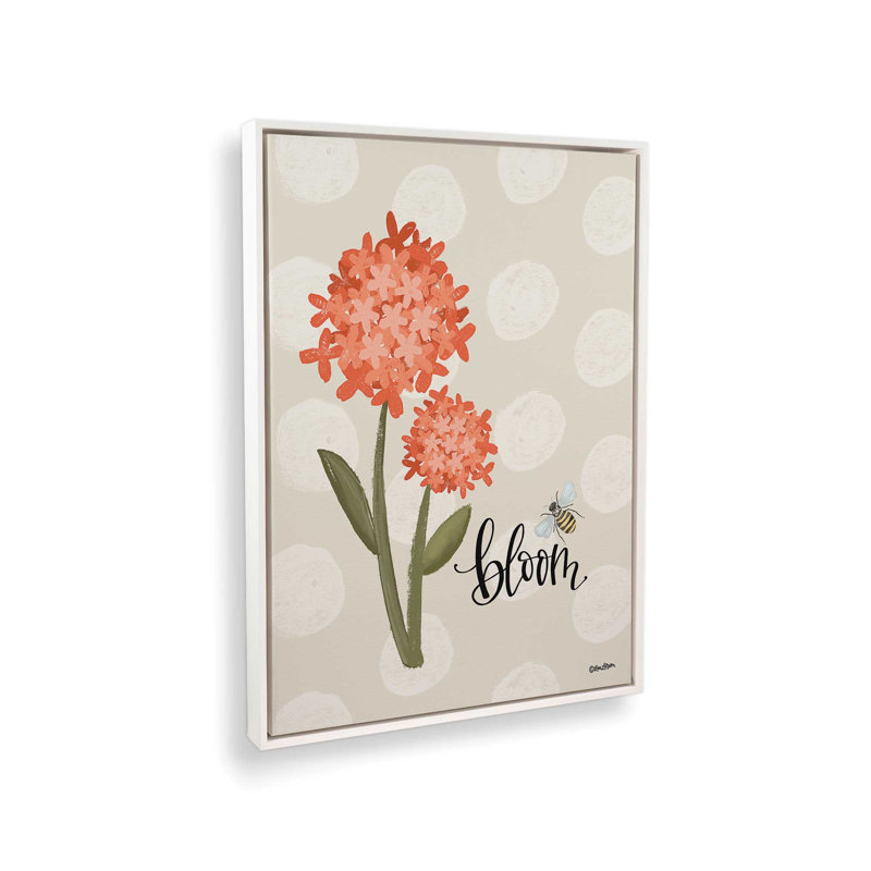 «Bloom and Bees» par Lisa Larson, reproduction d'art, L 24 po x H 32 po, Toile avec cadre, Blanc