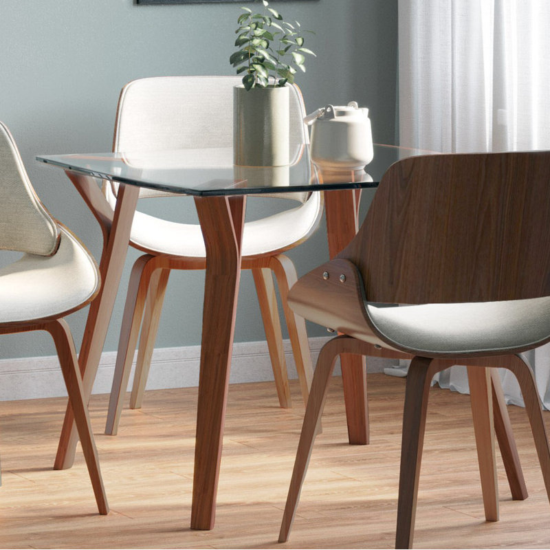 Elzada Glass Top Dining Table, Clear Walnut