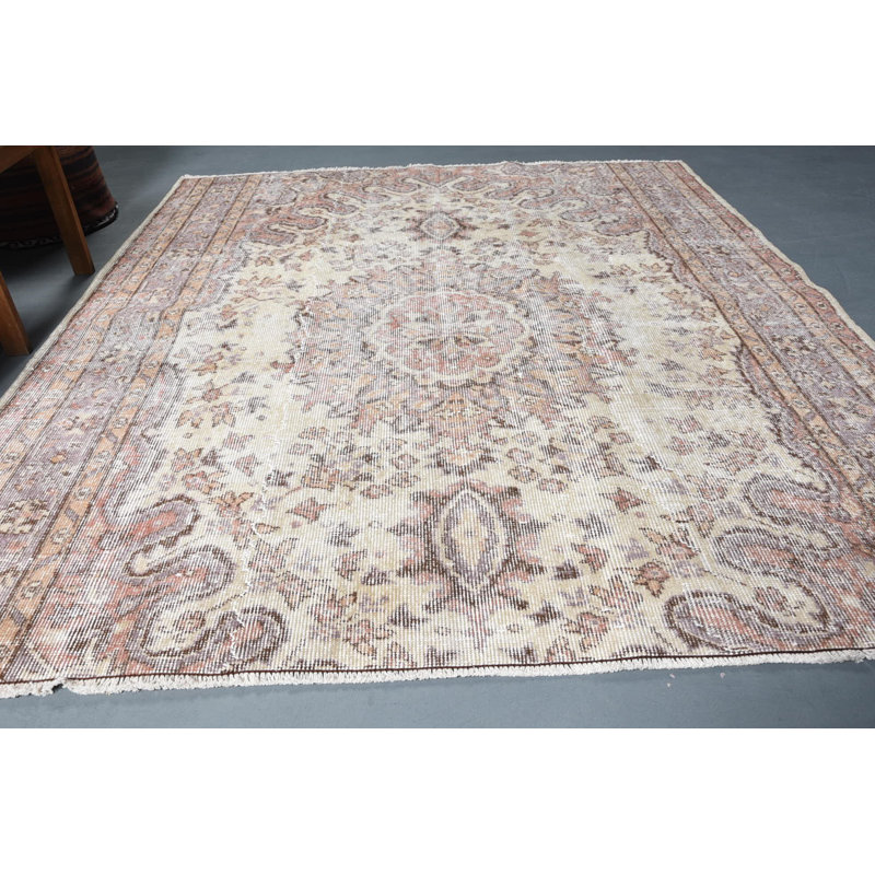 Tapis 5,8 x 6,4 pi, tapis turc, tapis rétro, tapis brun, tapis marocains, tapis de cuisine