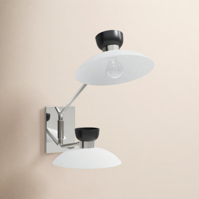 Viera 2 Light Glass Steel Dimmable Plug-in Swing Arm Sconce