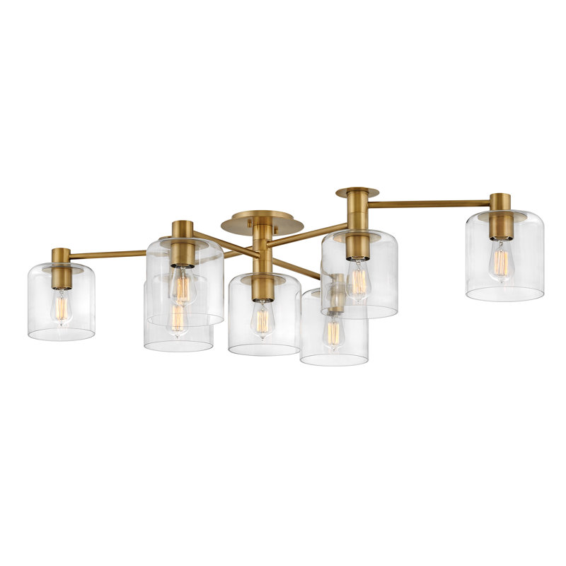 Axel Seven Light Adjustable Semi-Flush Mount Ceiling Light, Gold